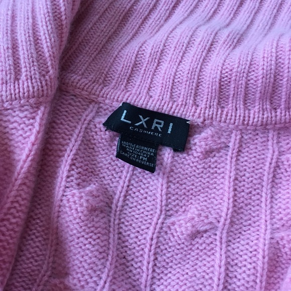 LXRI Pink Cable Knit Cashmere Cardigan Petite Medium - Picture 3 of 7